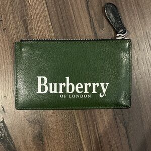 Burberry Forest Green Leather Zip Wallet